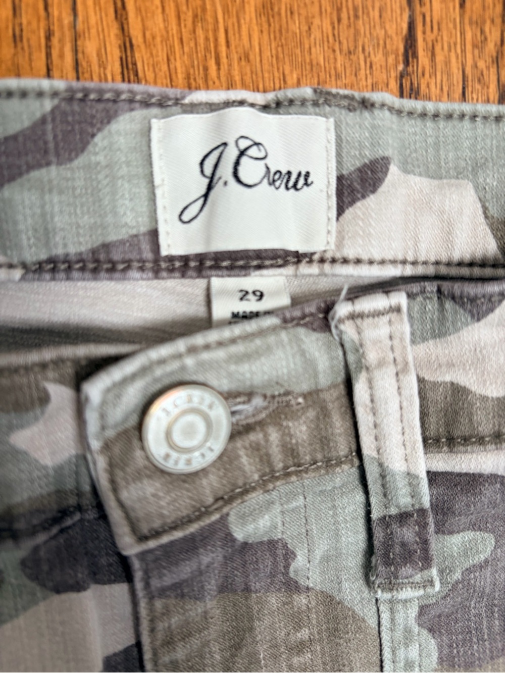 J. Crew Women's Straight-Leg Jeans in Camouflage Green and Gray